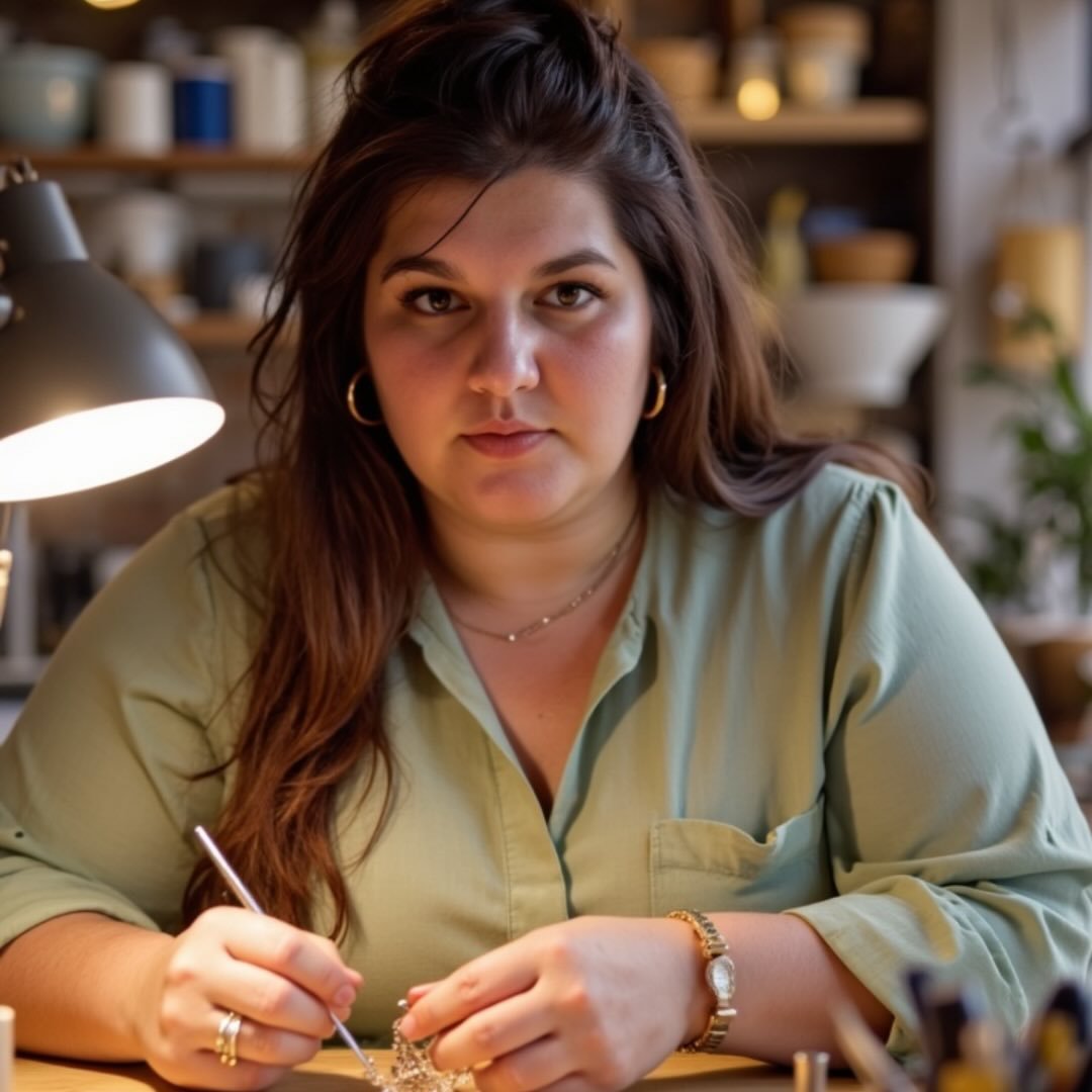 Emeline à l'établi, dans son atelier de Bordeaux